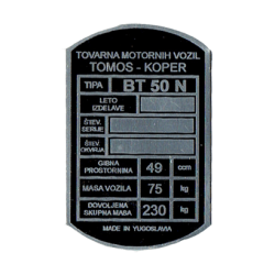 Tablica ID Tomos BT 50 N